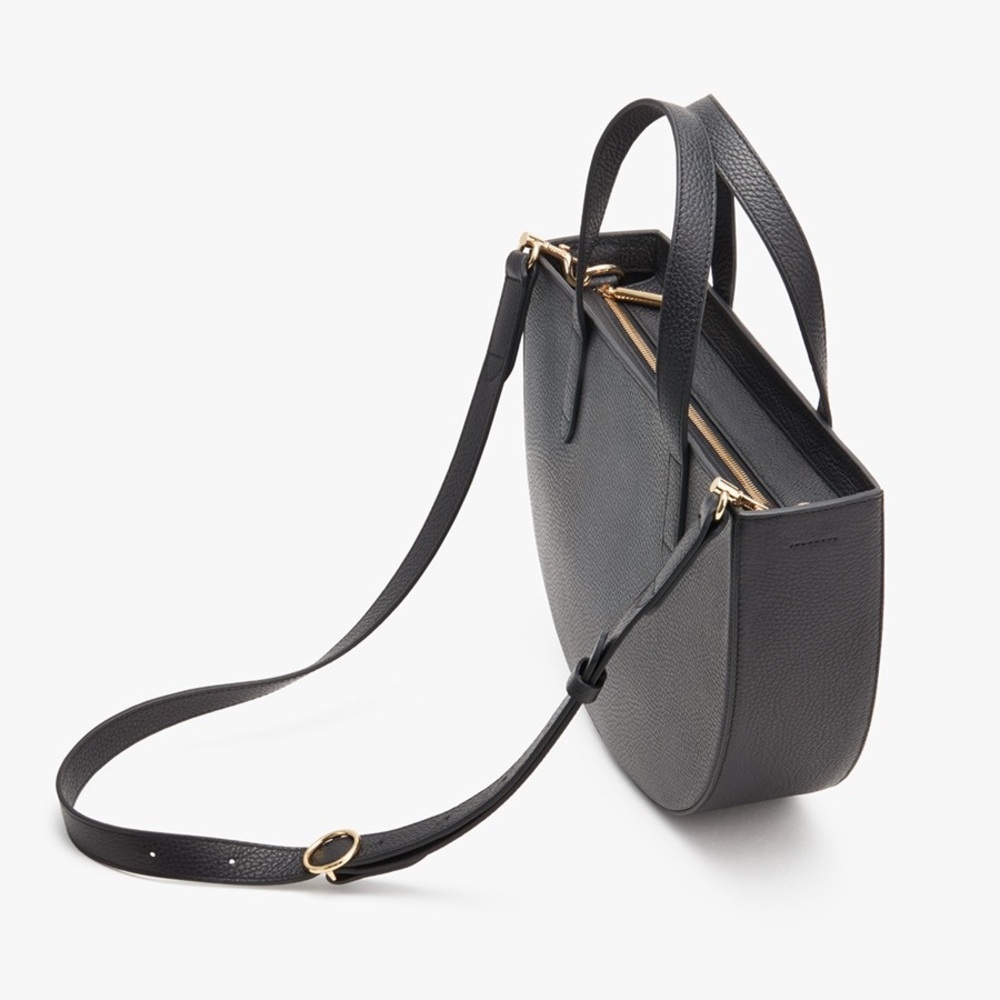 Cuyana Semi-Circle bag in black pebbled leather